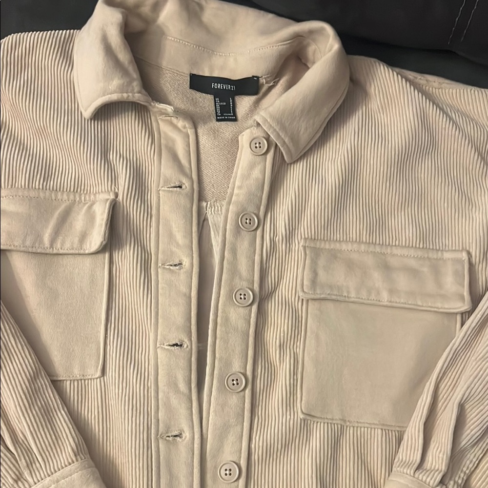 Forever 21 Beige Corduroy Button-Up Shirt